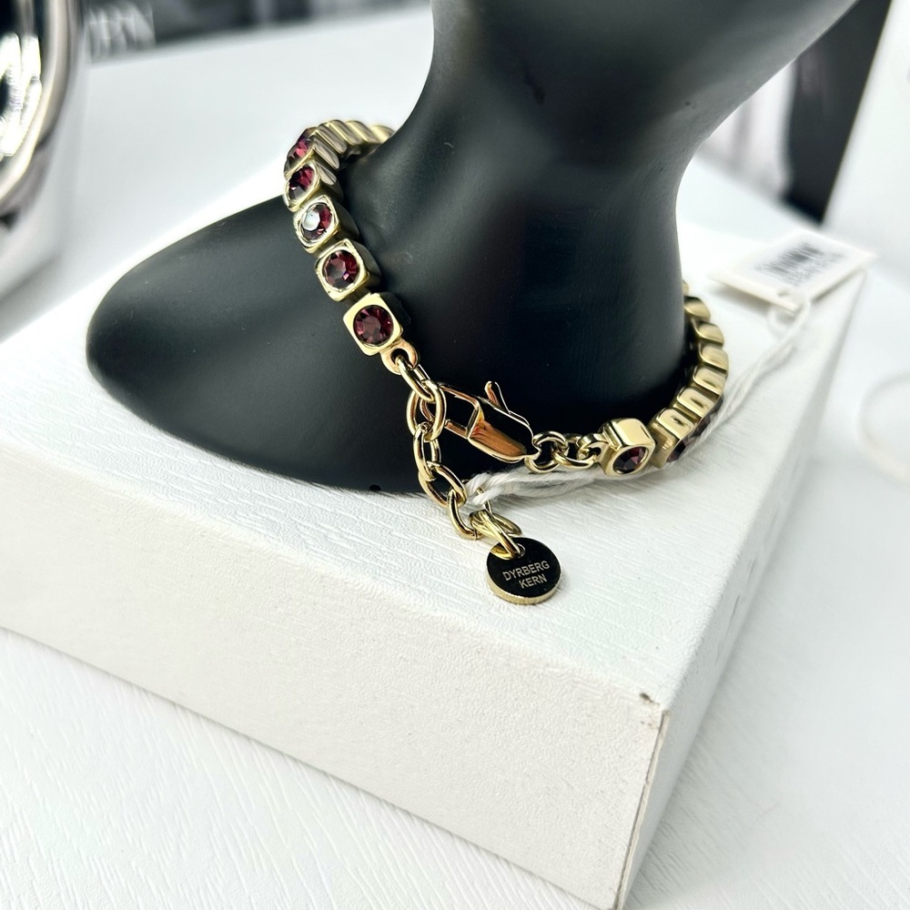 Gold Amethyst Tennis Bracelet | Sparkling Crystal Purple Jewelry |Gift-Ready NWT - Picture 8 of 10